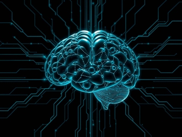 Futuristic digital brain with circuit lines representing AI intelligence updates and enhanced reasoning